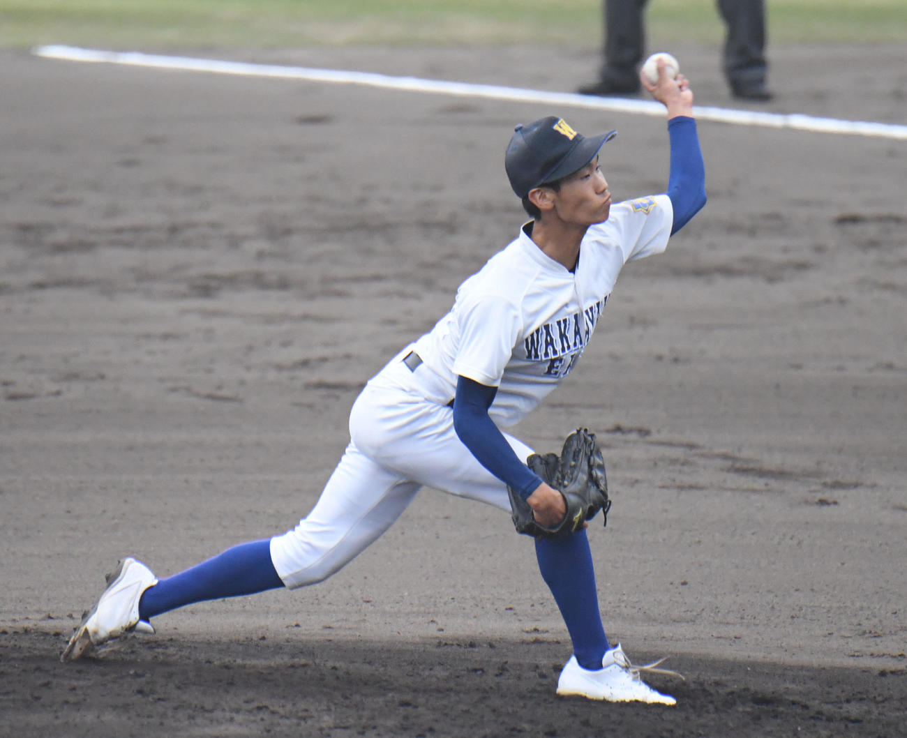 和歌山東対京都国際　和歌山東先発の田村拓翔（撮影・滝沢美穂子）