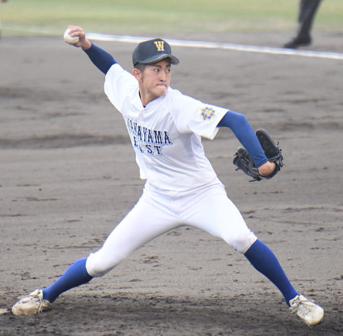 和歌山東対京都国際　和歌山東2番手の麻田一誠（撮影・滝沢美穂子）