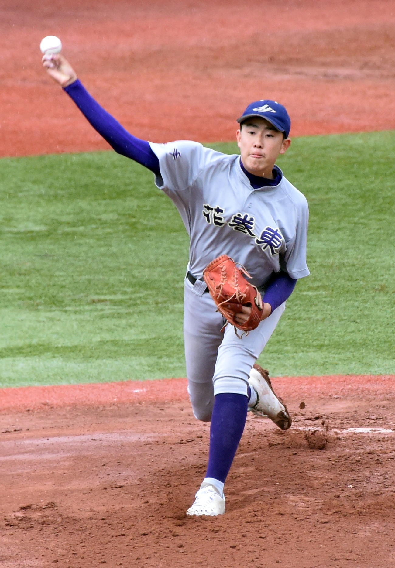 花巻東対聖光学院　先発した花巻東・北條（撮影・山田愛斗）
