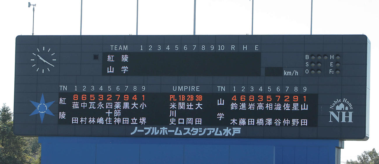 拓大紅陵対山梨学院　両チームスタメン（撮影・河田真司）