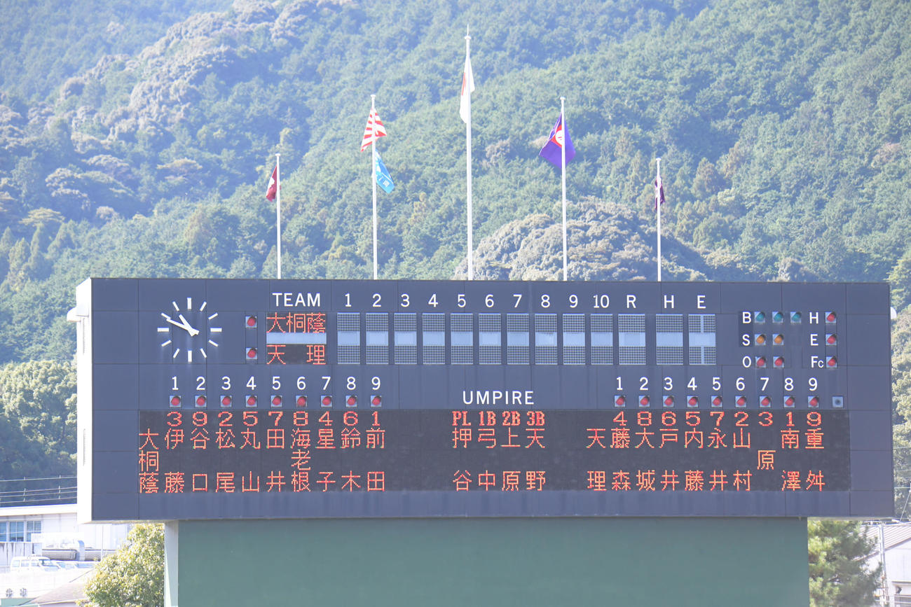 大阪桐蔭対天理　両校スタメン（撮影・滝沢美穂子）