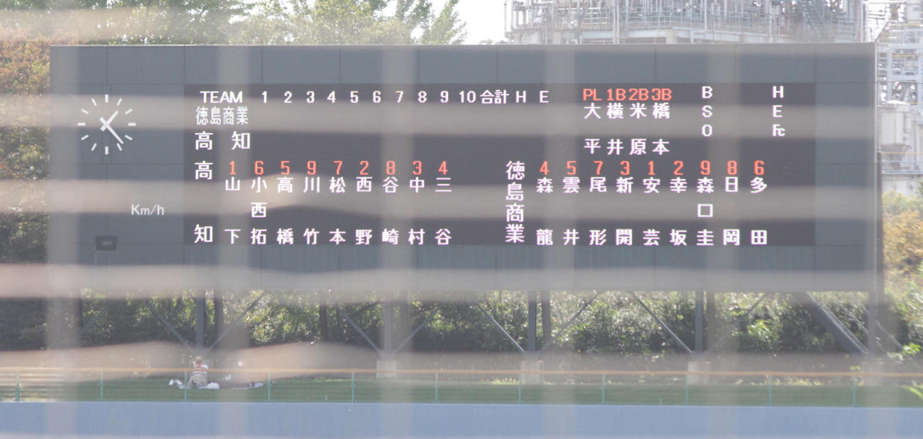秋季四国大会準決勝の徳島商対高知の先発メンバー