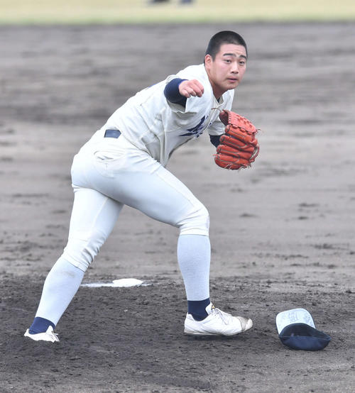 海星対有田工　海星先発の宮原（撮影・岩下翔太）