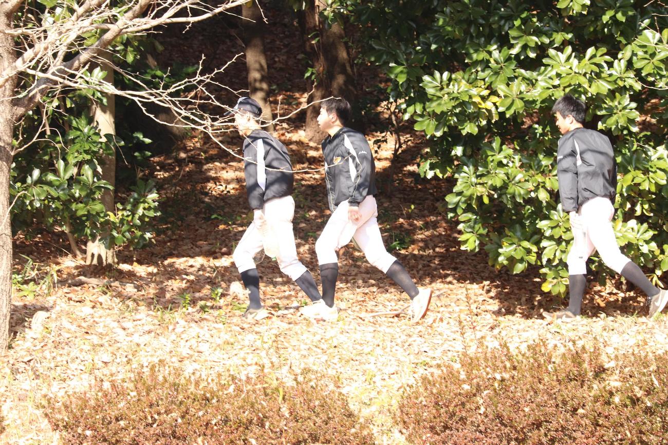 強化練習最終日、山道を走る横浜翠陵投手陣（撮影・阿部泰斉）