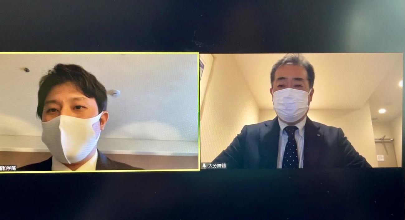 オンラインで対談を行った浦和学院の森監督（左）と大分舞鶴の河室監督（右）