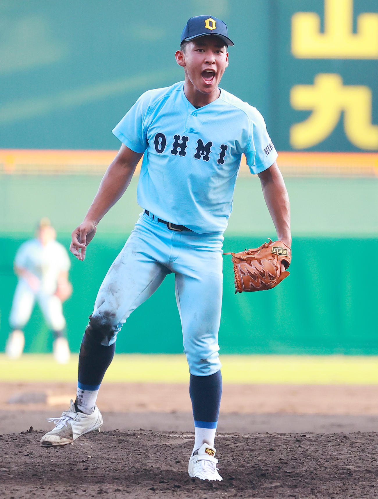 21年8月、夏の甲子園の盛岡大付戦に先発する近江・山田