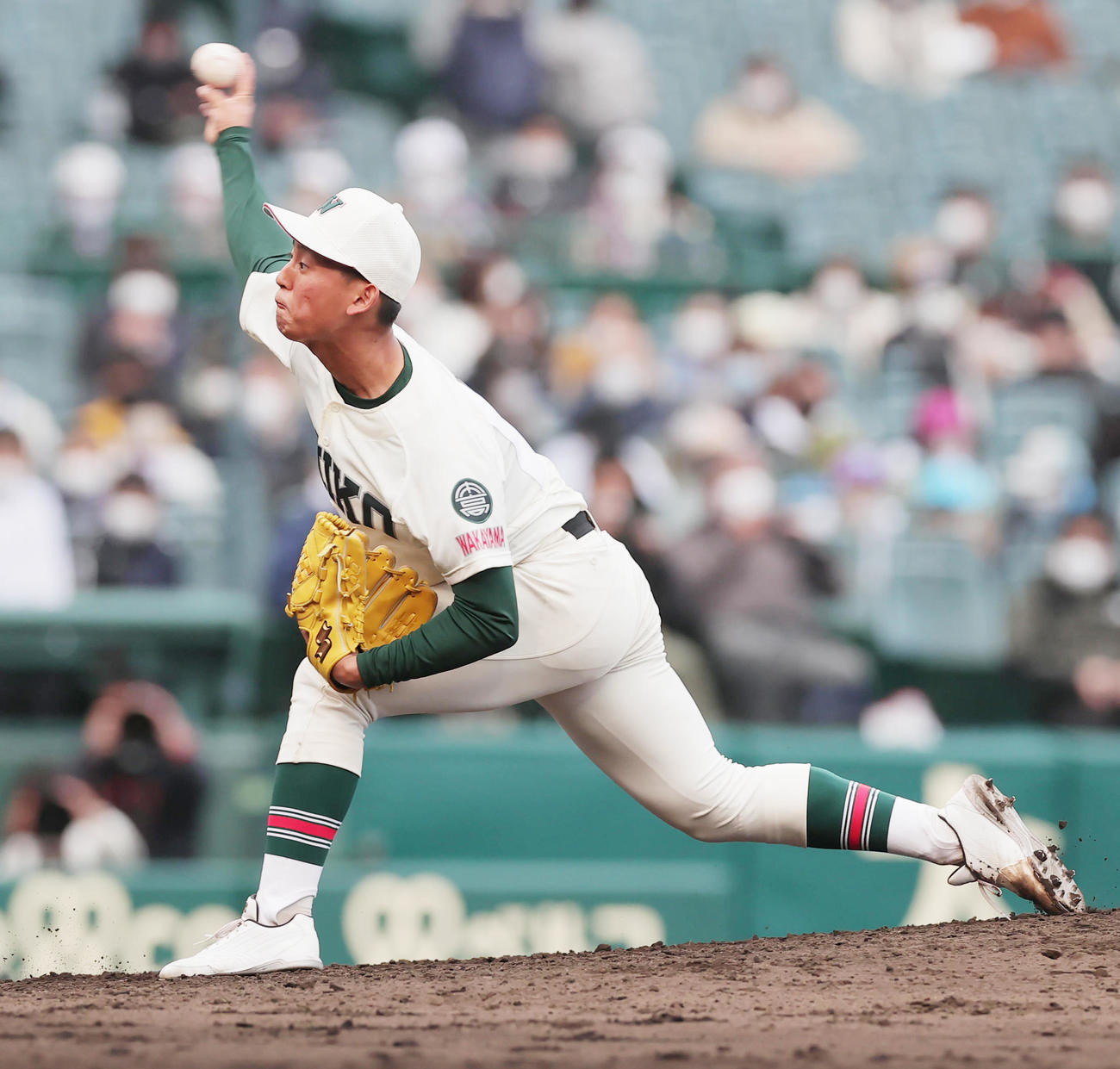 大阪桐蔭対市和歌山　力投する市和歌山・米田（撮影・野上伸悟）