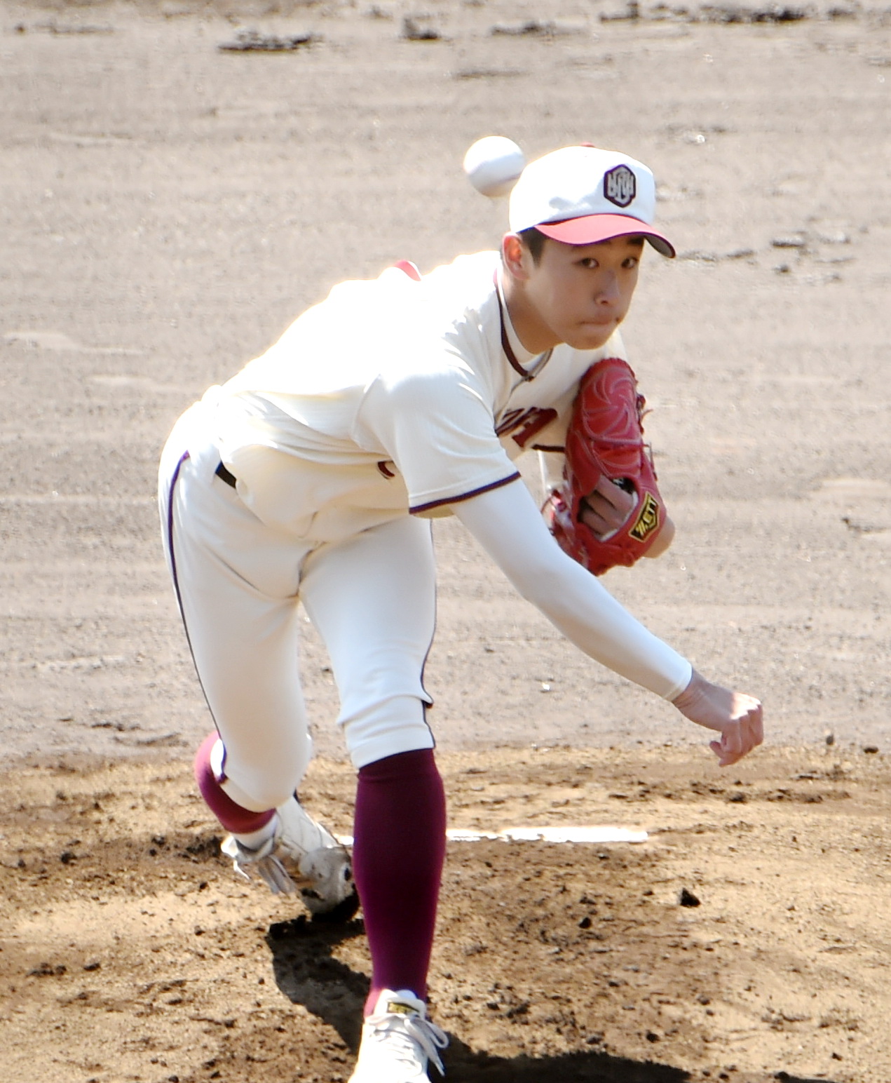 5回を投げ2安打無失点、10三振を奪う好投を見せた盛岡中央・斎藤（撮影・山田愛斗）