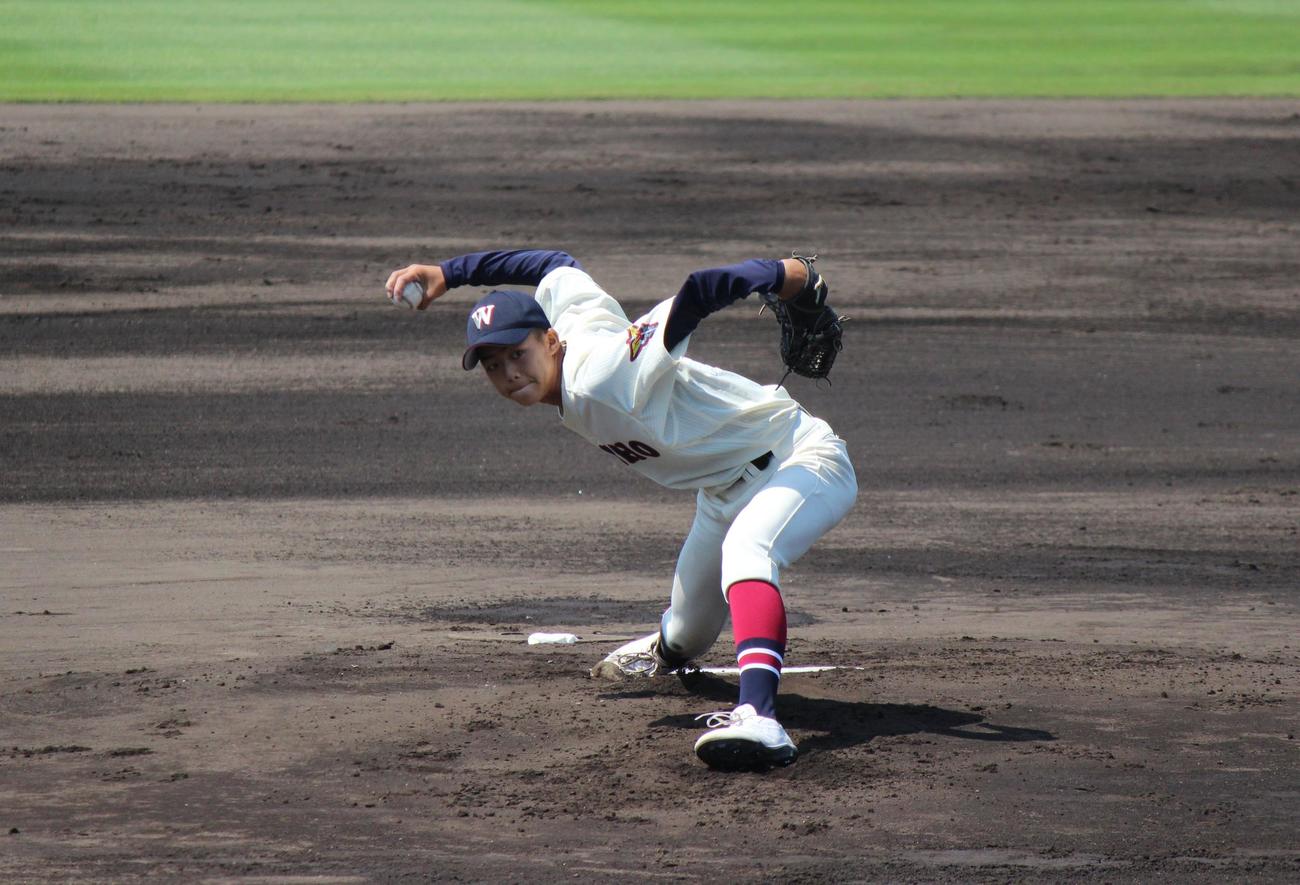 和歌山商－大阪桐蔭　先発した和歌山商・木村健太郎＝2022年5月22日（撮影・柏原誠）