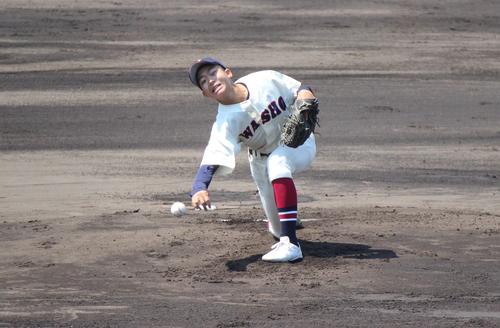 和歌山商－大阪桐蔭　先発した和歌山商・木村健太郎＝2022年5月22日（撮影・柏原誠）