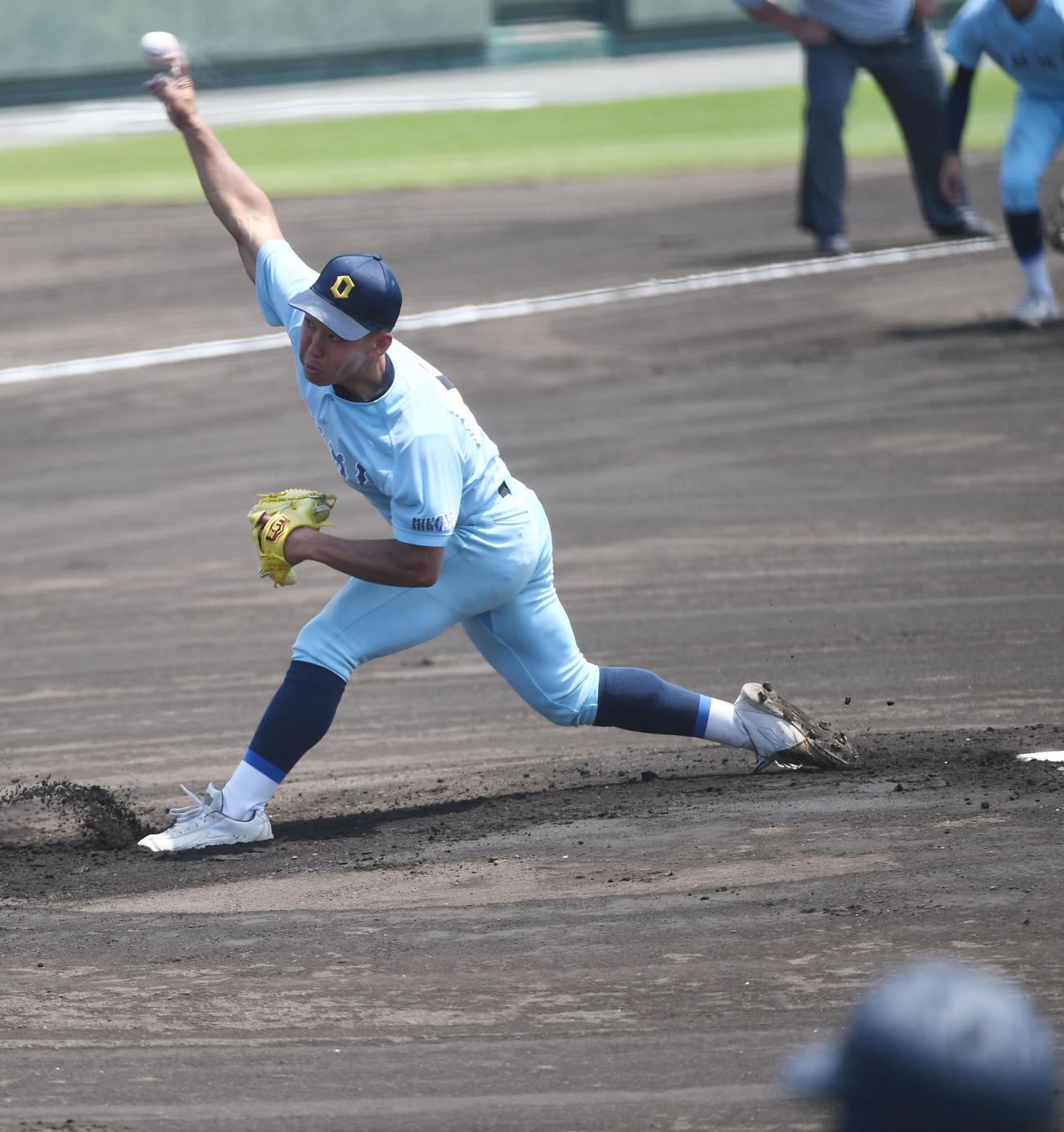 近江対奈良大付　近江先発の山田陽翔（撮影・前岡正明）