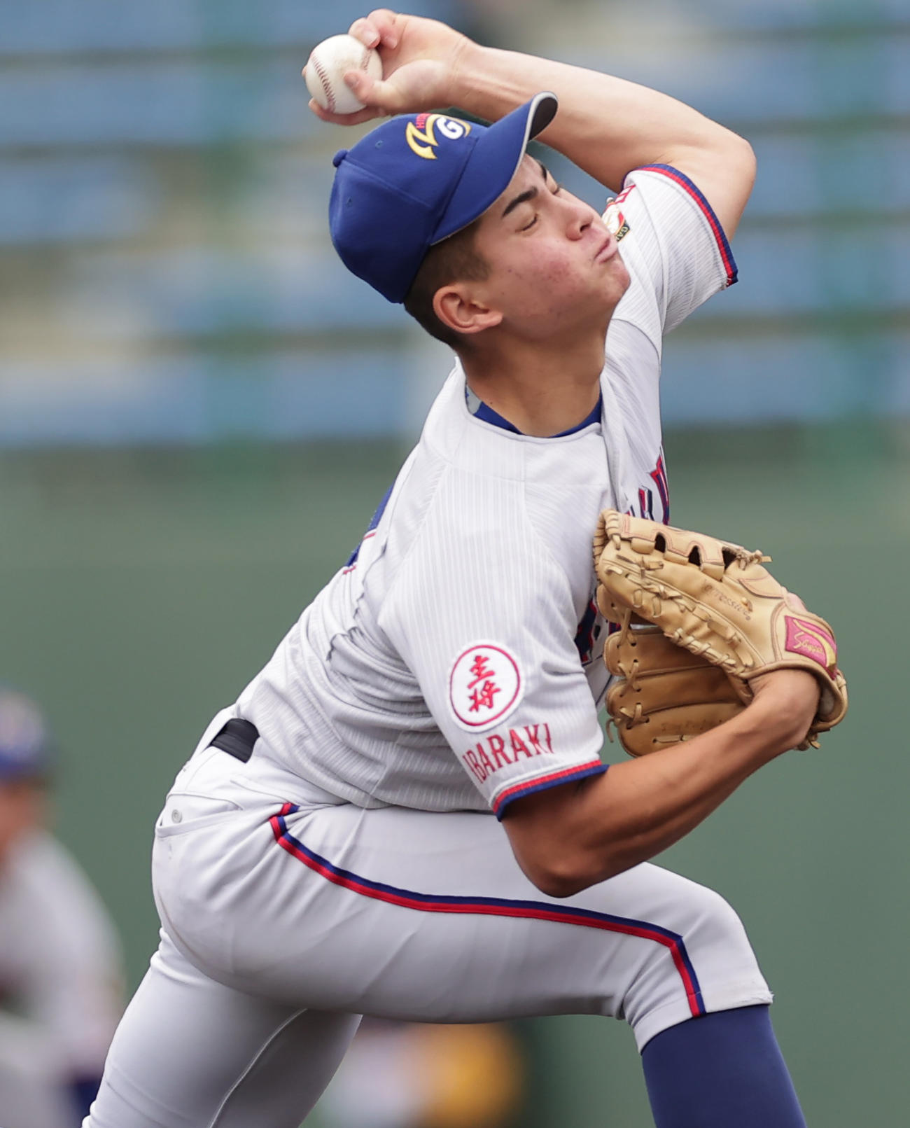 銚子商対明秀学園日立　力投する明秀学園日立先発の石川（撮影・野上伸悟）
