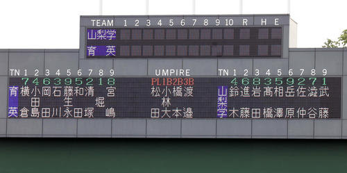 山梨学院対前橋育英　両校のスターティングメンバー（撮影・野上伸悟）