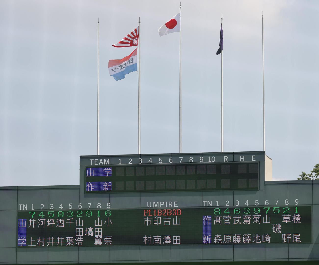 山村学園対作新学院　両校のスターティングメンバー（撮影・野上伸悟）