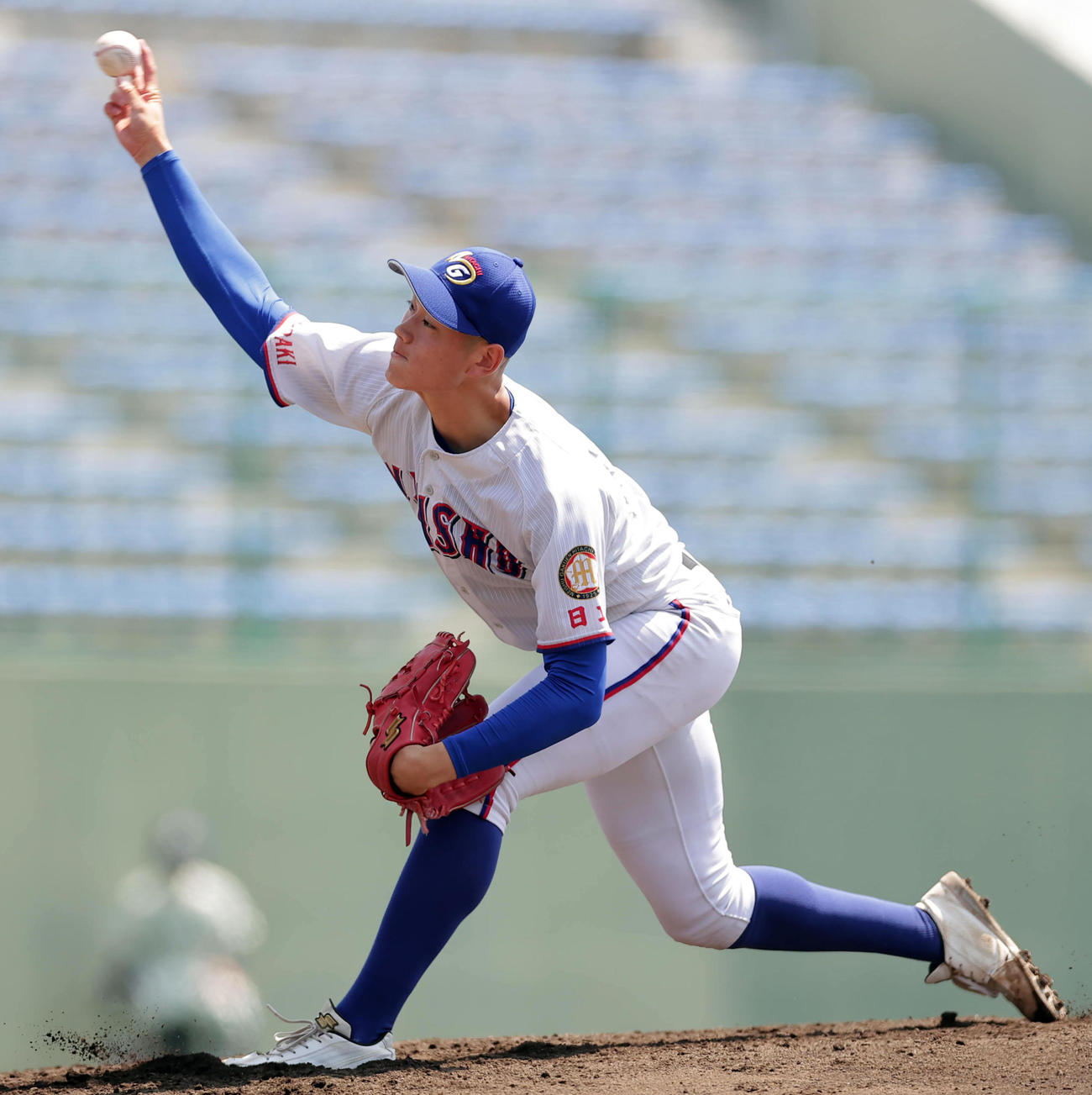 明秀学園日立対浦和学院　力投する明秀学園日立先発の猪俣（撮影・野上伸悟）