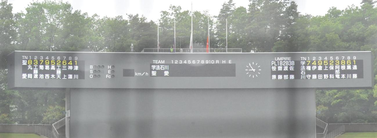 学法石川対弘前学院聖愛　両チームのスタメン（撮影・佐藤究）