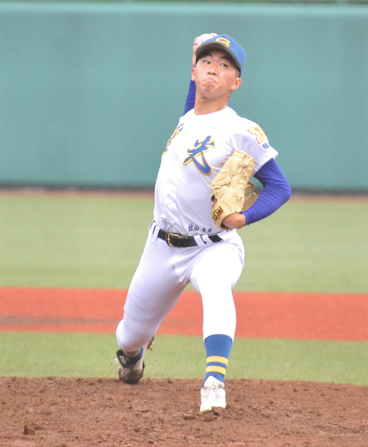 聖光学院対盛岡大付　2番手で登板し3回を無失点と好投した聖光学院・佐山（撮影・佐藤究）