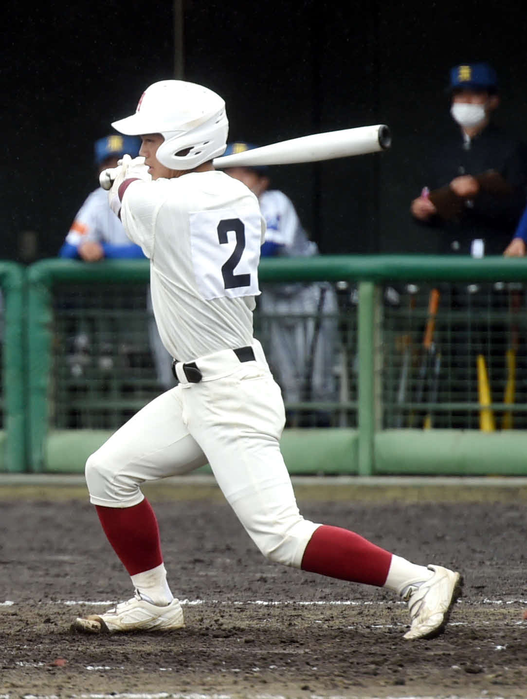 秋田商対酒田南　3安打2打点で勝利に貢献した秋田商・斉藤（撮影・相沢孔志）