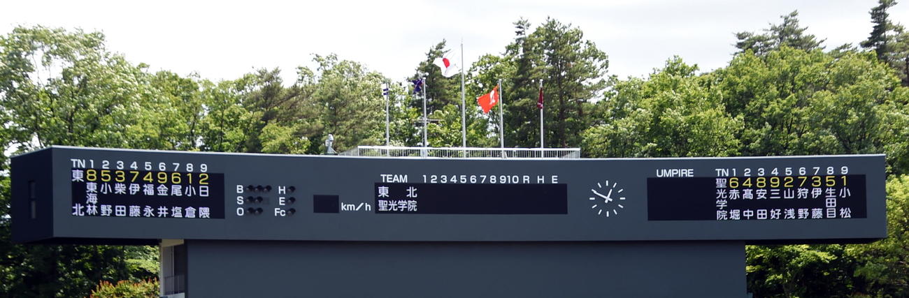 東北対聖光学院　両チームのスタメン（撮影・山田愛斗）