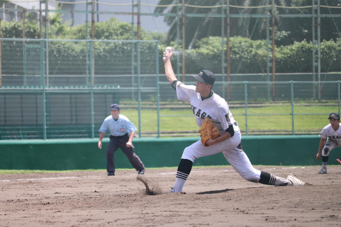 神戸国際大付対御影　先発登板した御影・奥居瑞樹（撮影・竹本穂乃加）