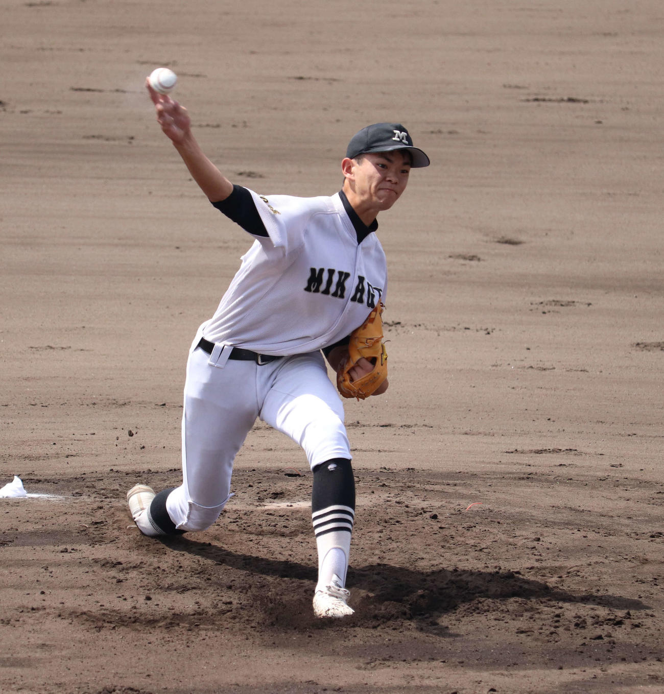 神戸国際大付対御影　御影先発の奥居瑞樹（撮影・竹本穂乃加）