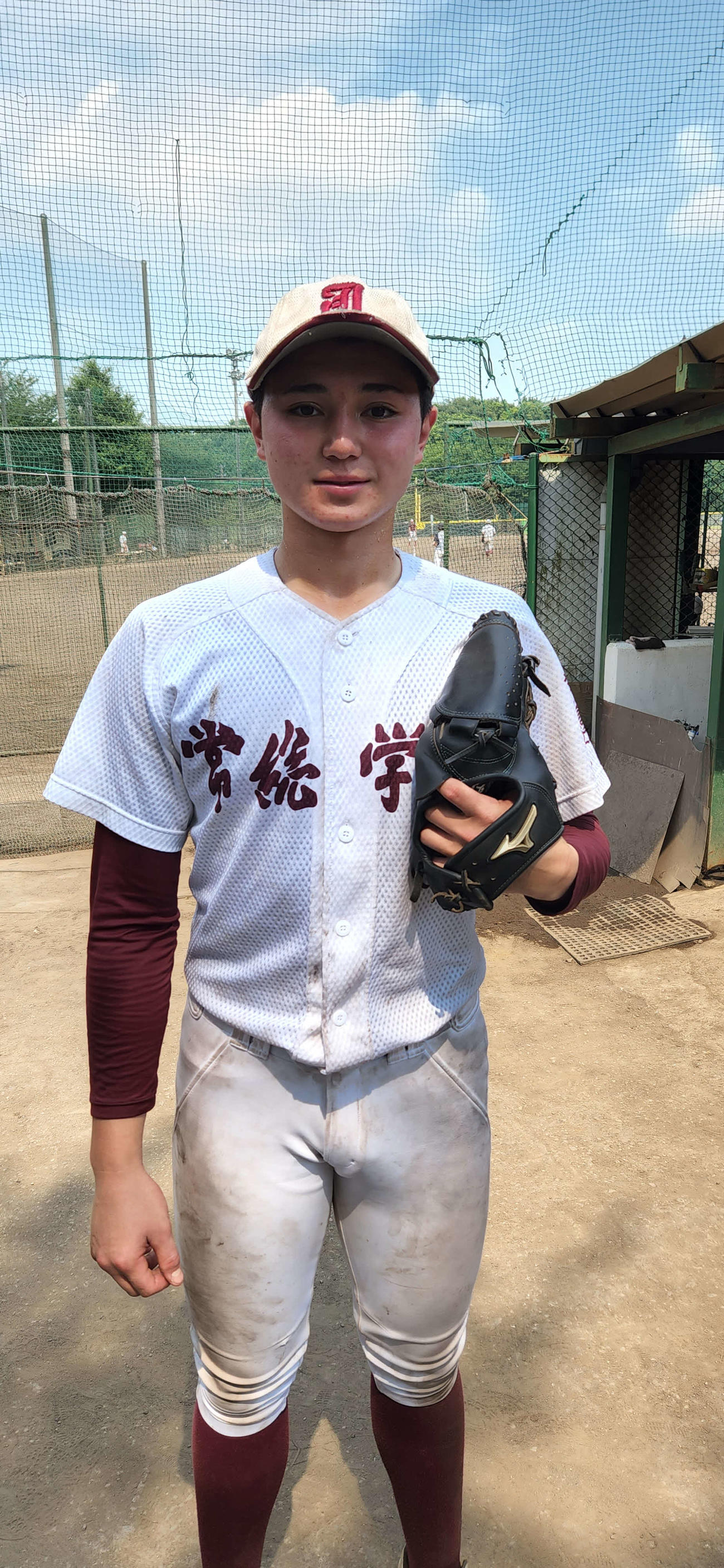 夏の大会での活躍を誓う、常総学院・ブライアン投手（撮影・保坂淑子）