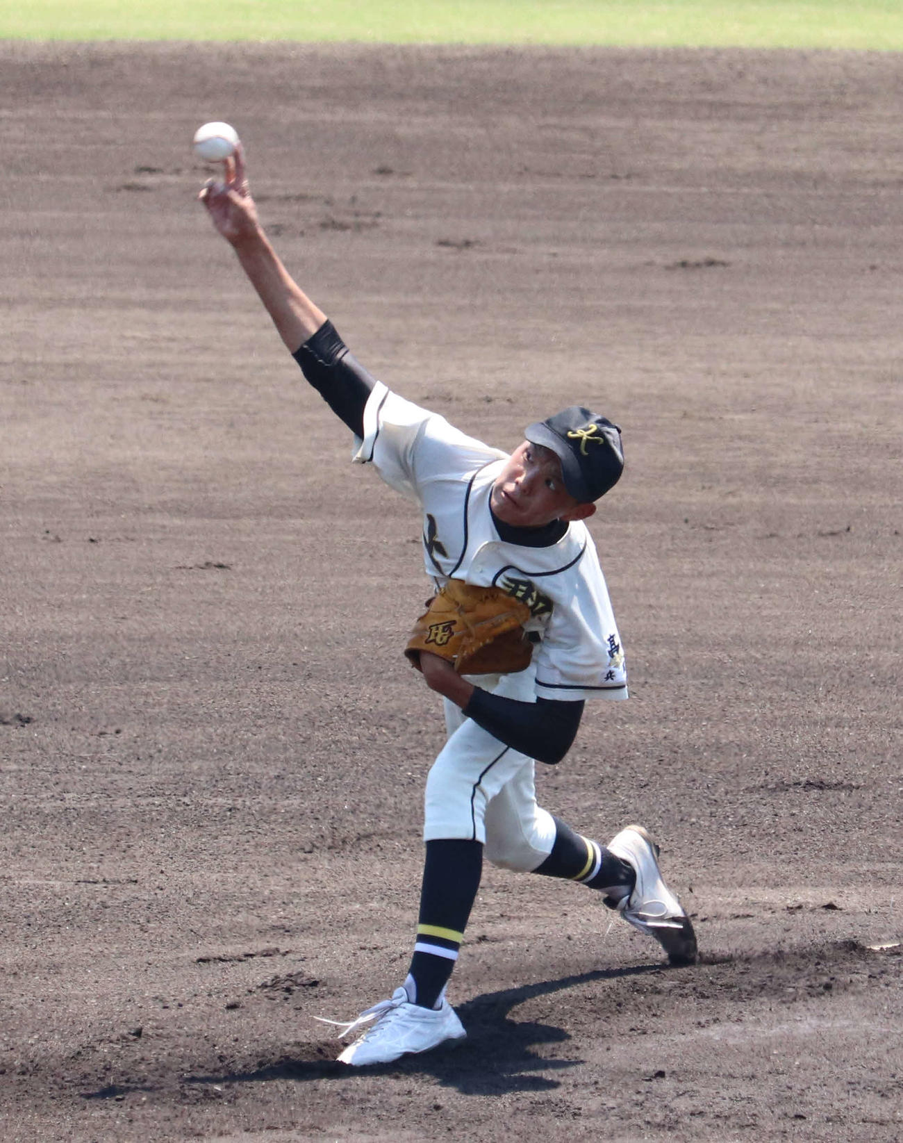 夢野台戦に先発した上郡・田渕楯也（撮影・竹本穂乃加）