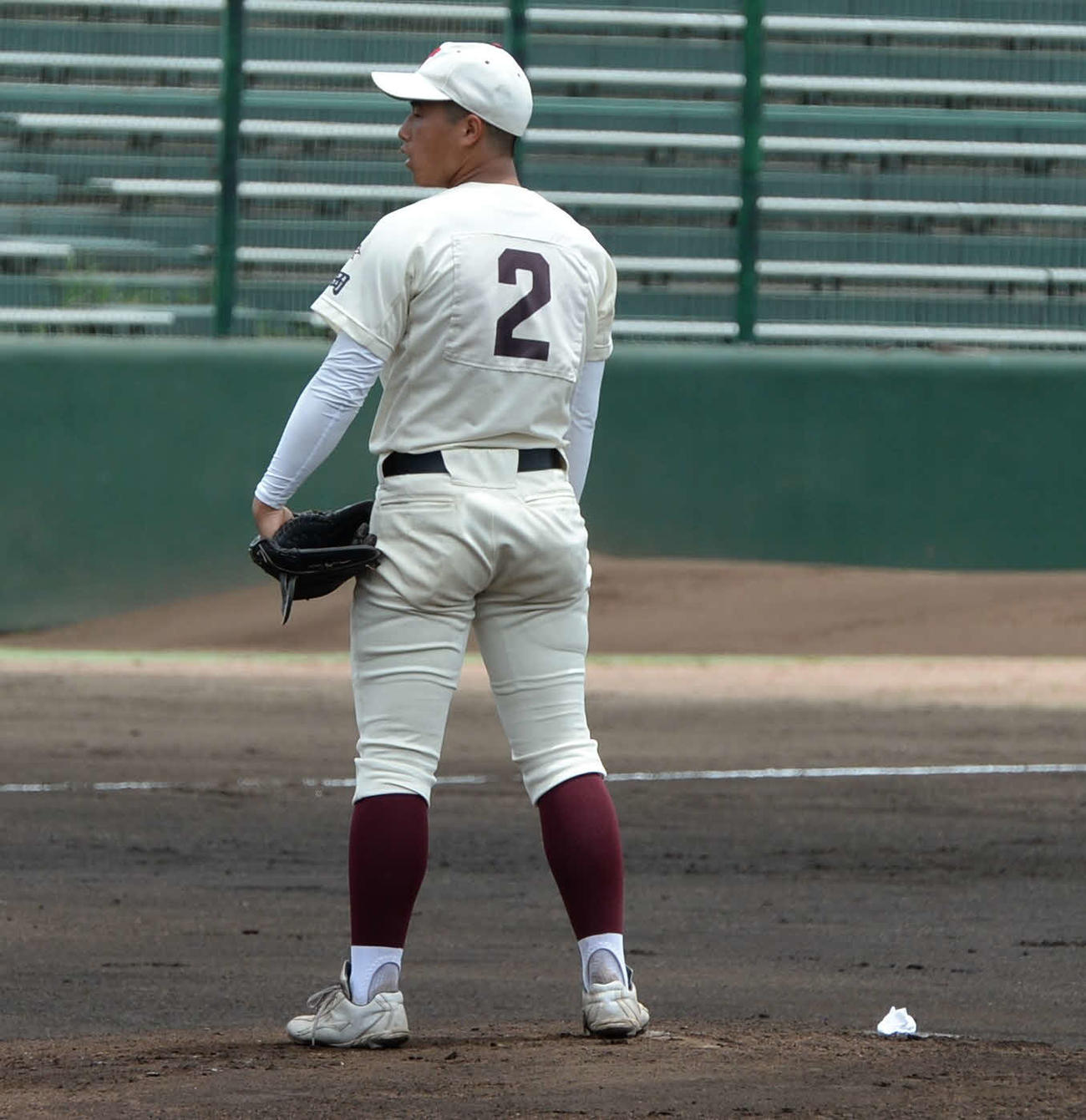 東筑対玄界　背番号「2」で先発する東筑・堂満（撮影・只松憲）