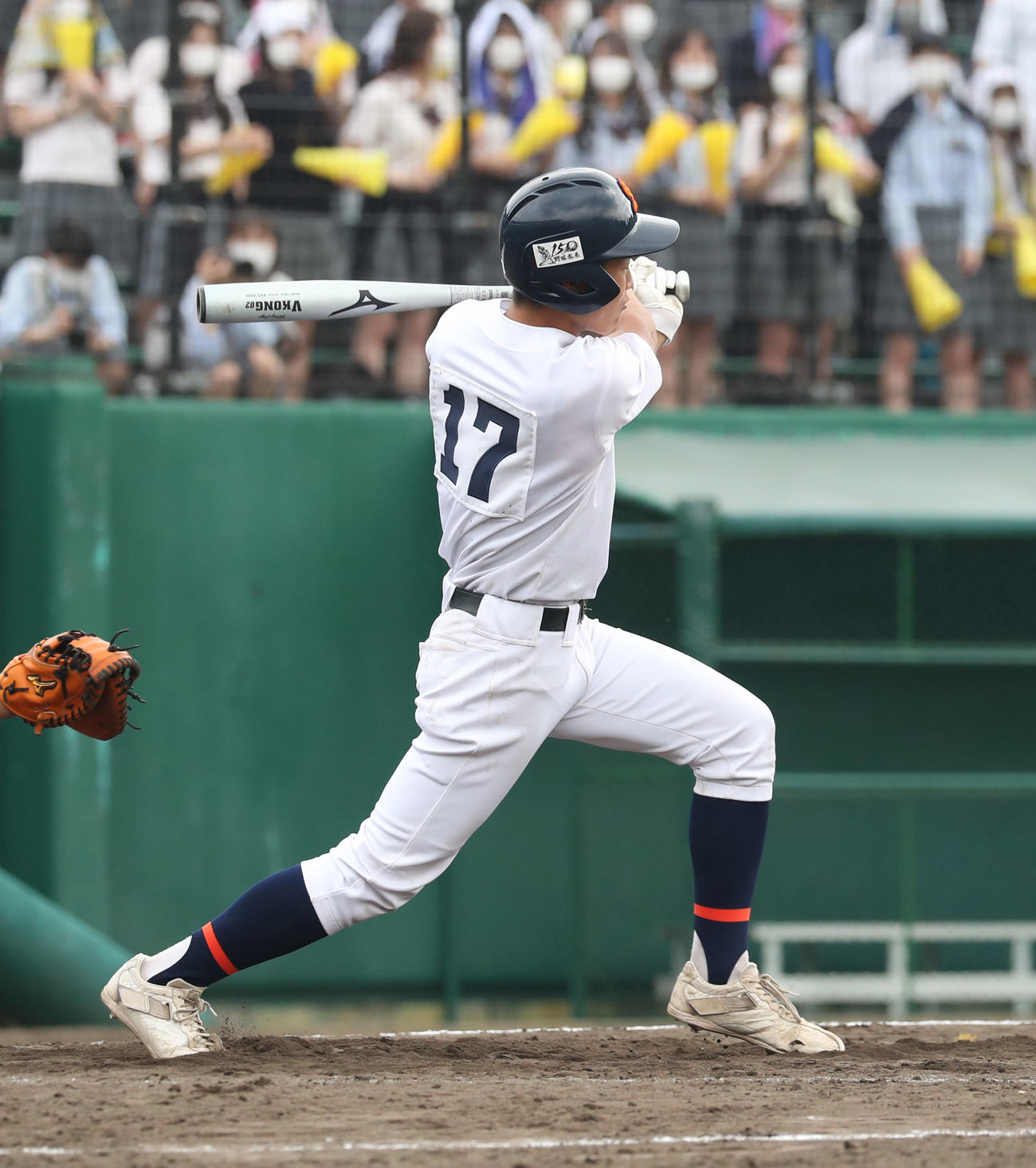 札幌第一対札幌創成　5回裏札幌創成1死満塁、勝ち越しとなる走者一掃の適時二塁打を放つ南口（撮影・佐藤翔太）