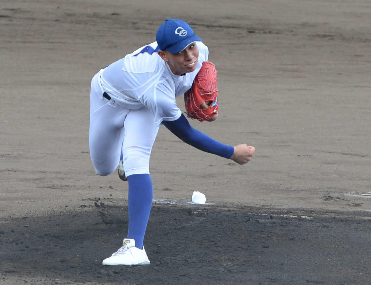 香椎工戦に先発する筑陽学園・木口（撮影・只松憲）