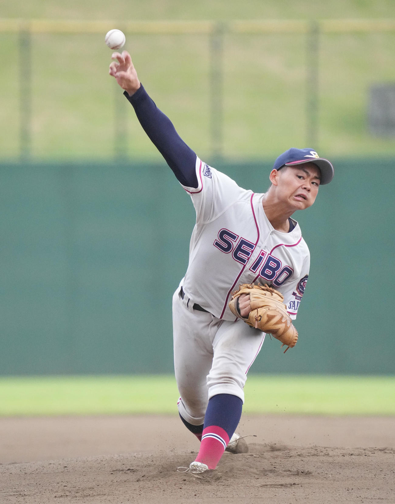 浦和西対聖望学園　聖望学園先発の岡部（撮影・菅敏）