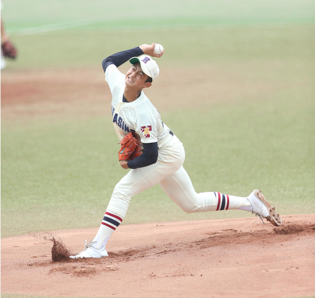 船橋対習志野　習志野先発の吉川（撮影・宮地輝）