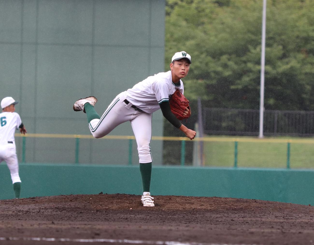 若松対我孫子東　先発した若松・高橋（撮影・星夏穂）