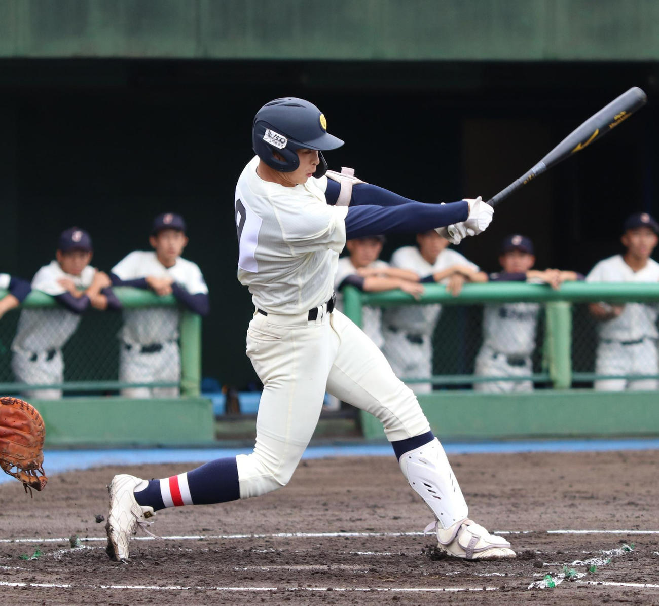 浦和学院対城西大川越　1死二塁で2ラン本塁打を放った浦和学院・伊丹一博（撮影・星夏穂）