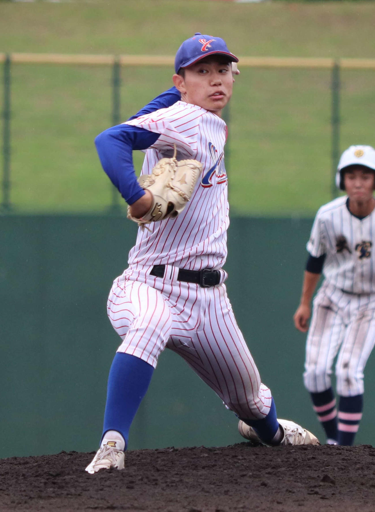 山村学園対大宮南　2回を投げ1安打無失点の山村学園先発・佐藤（撮影・星夏穂）
