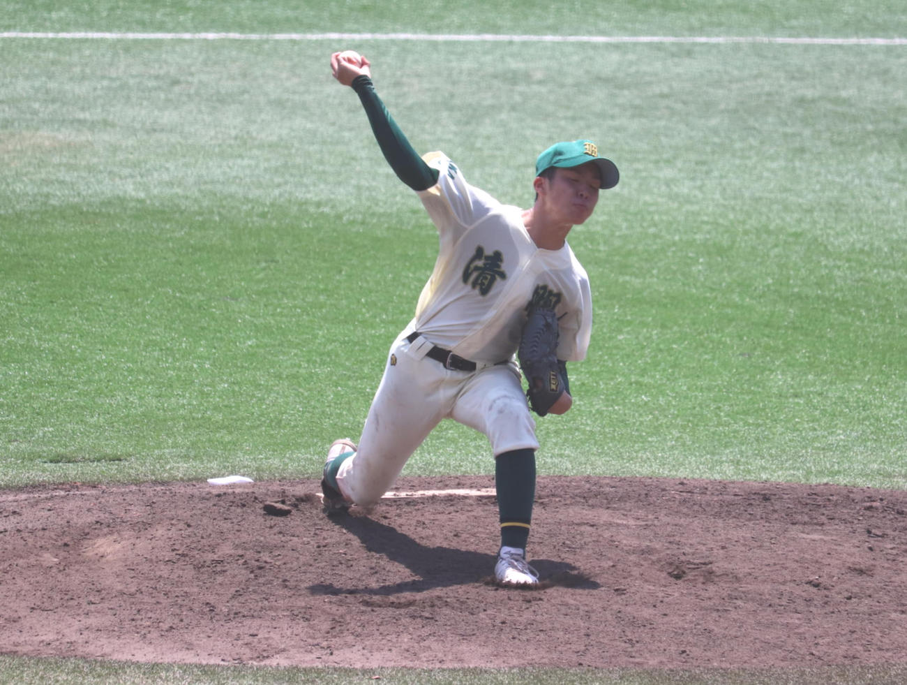 大阪　みどり清朋対久米田　先発登板した植月聡太投手（撮影・竹本穂乃加）