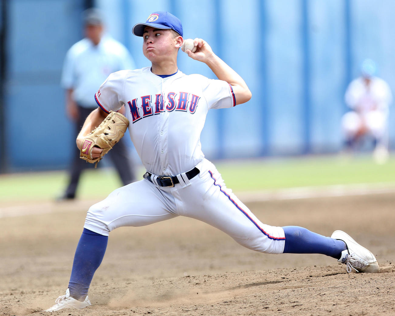 明秀学園日立対鹿島学園　力投する明秀学園日立2番手の石川（撮影・宮地輝）