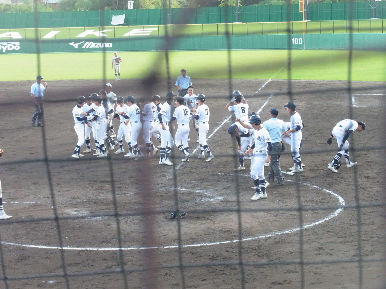 サヨナラ勝ちで興国を下した三国丘ナイン（撮影・堀まどか）