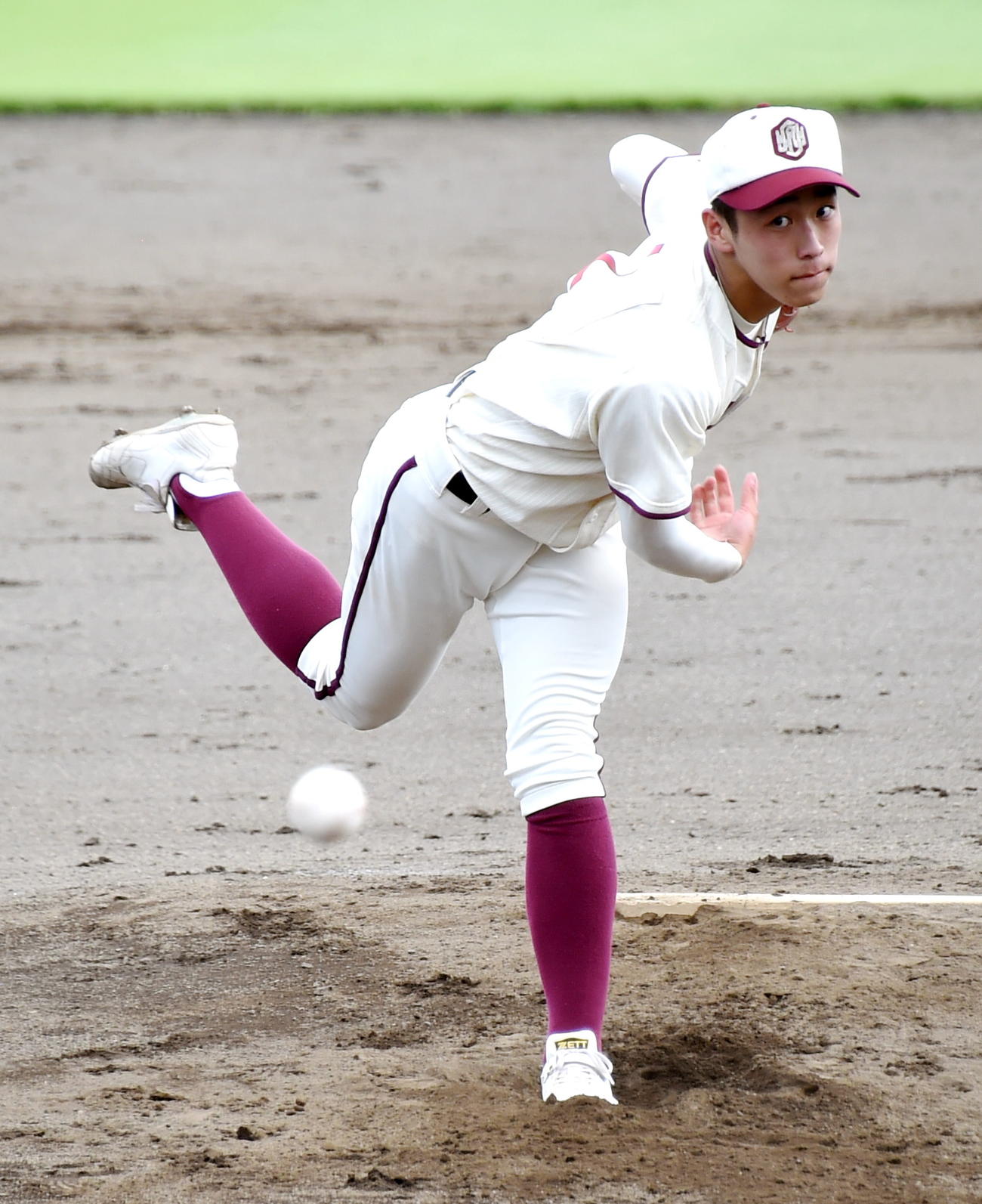 盛岡中央対盛岡市立　19奪三振で1失点完投した盛岡中央・斎藤（撮影・山田愛斗）