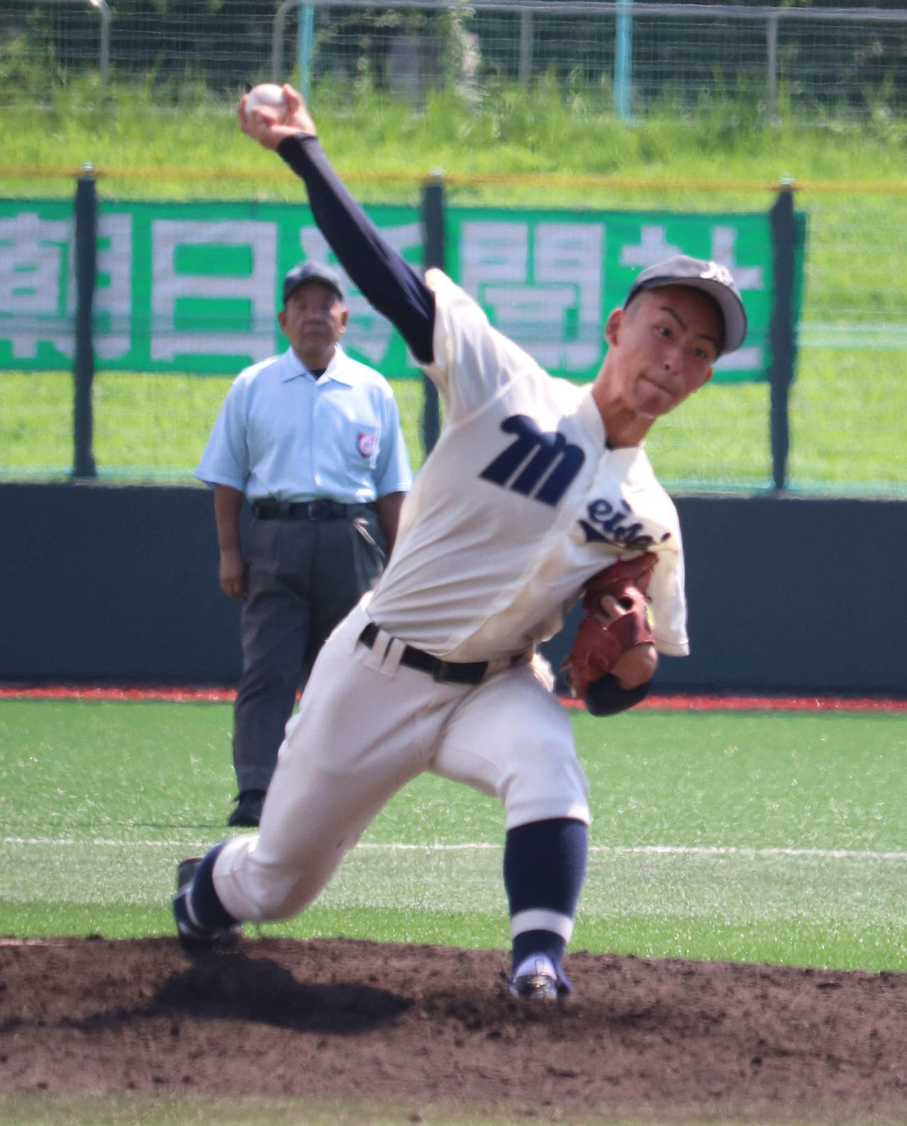 大正白稜戦に先発した明星・奥田将太（撮影・竹本穂乃加）