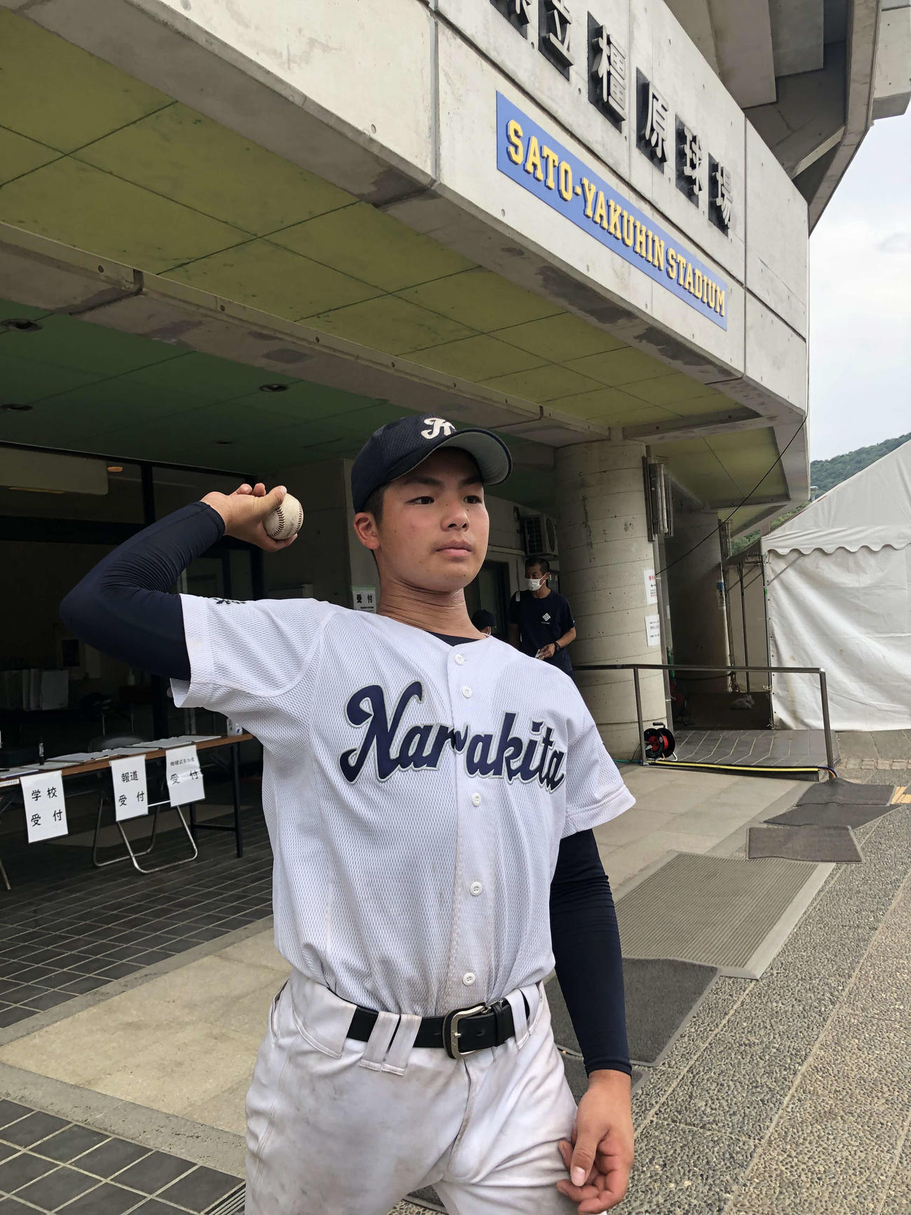 ノーヒットノーランを達成した奈良北の足立啓人投手（撮影・益子浩一）2022年7月21日、奈良