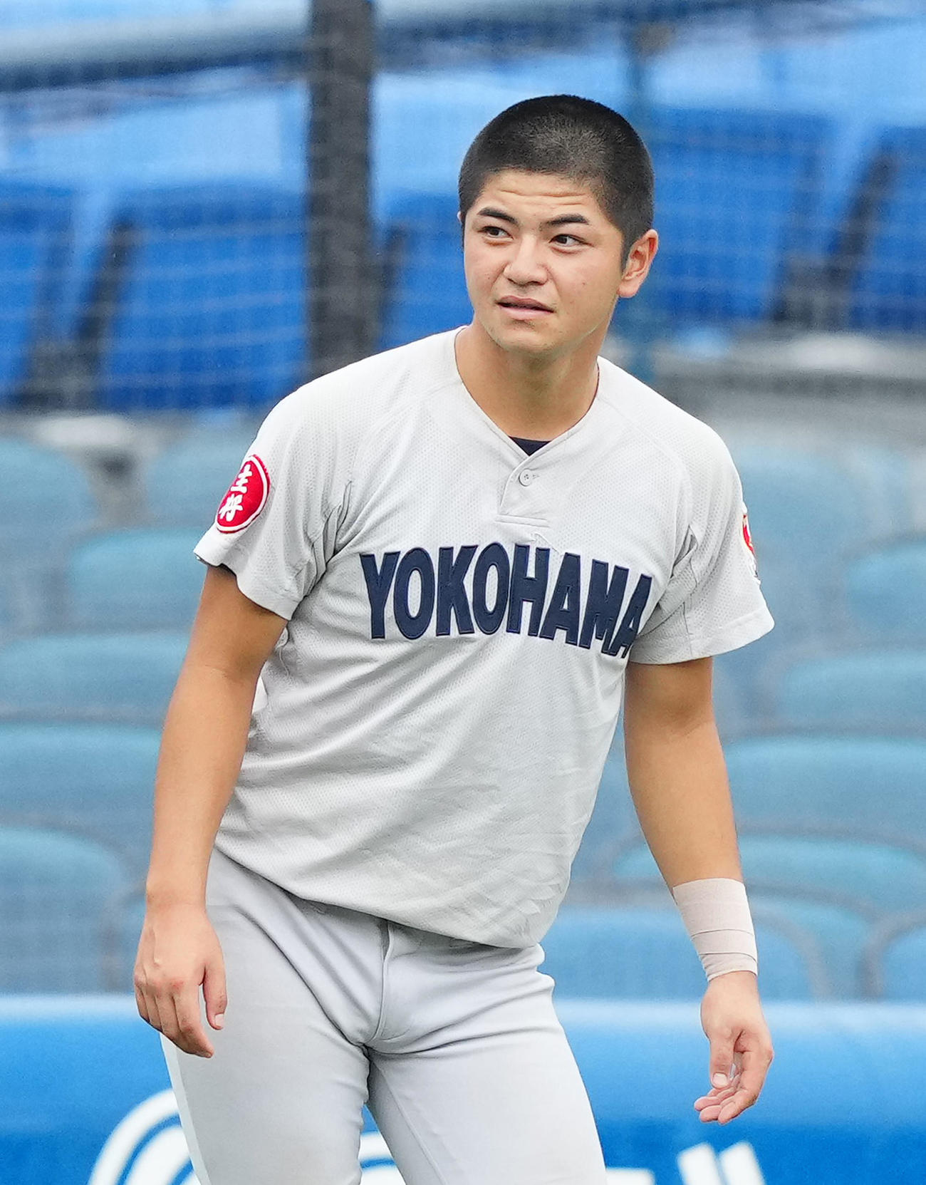 藤沢翔陵対横浜　試合前、横浜の練習に臨む、玉城兄弟の兄、陽希（撮影・江口和貴）