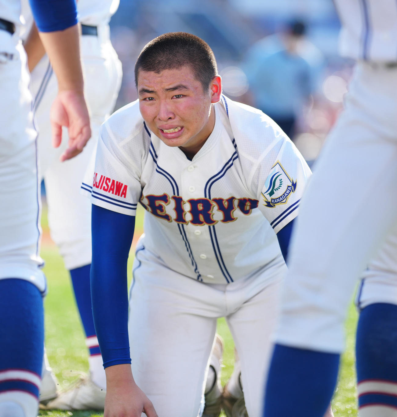 藤沢清流対立花学園　立花学園にサヨナラ負けを喫し、涙する藤沢清流の木島（撮影・江口和貴）