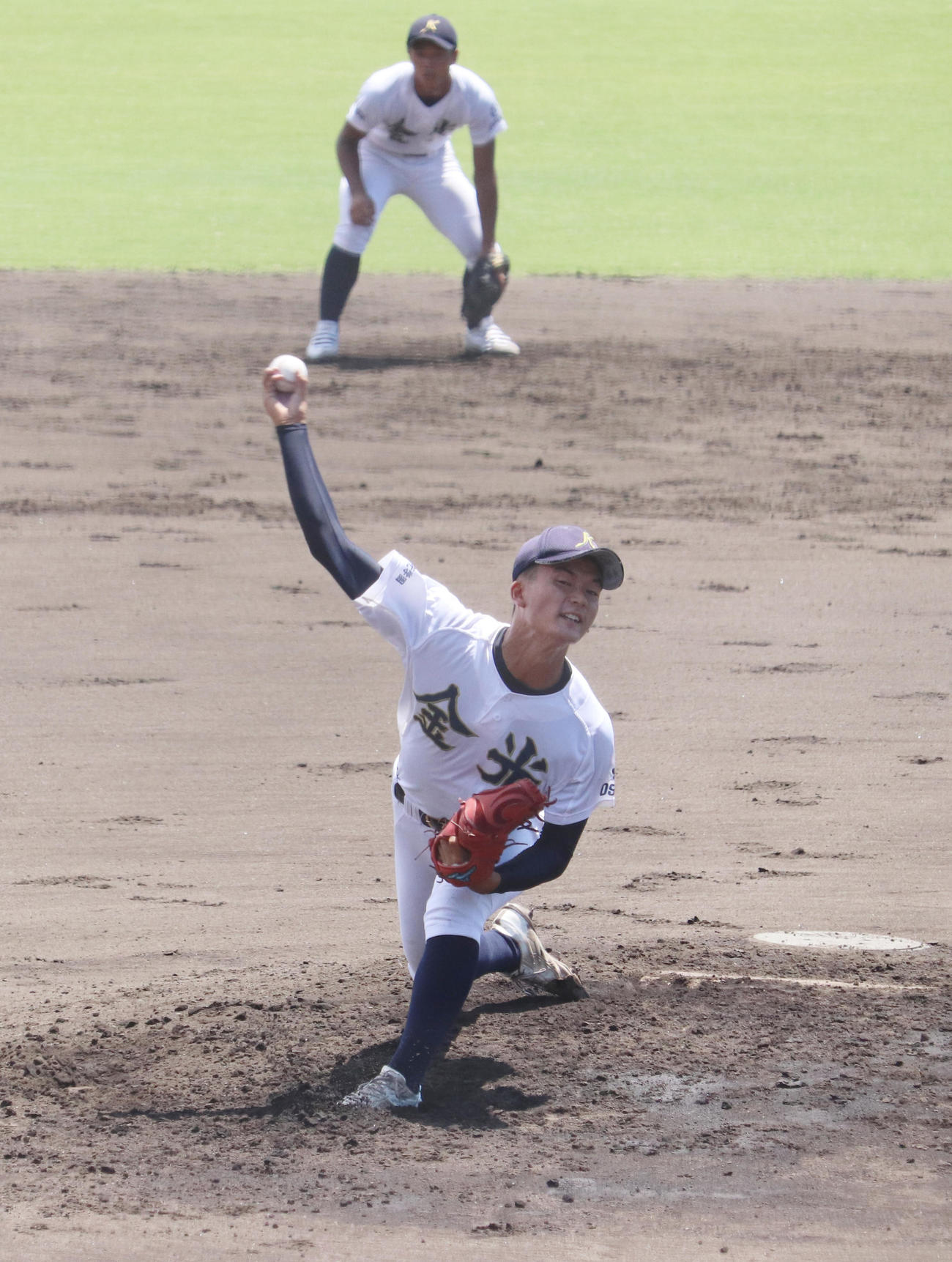 大阪学院大戦で5安打完封勝利を挙げた金光大阪エース古川（撮影・竹本穂乃加）