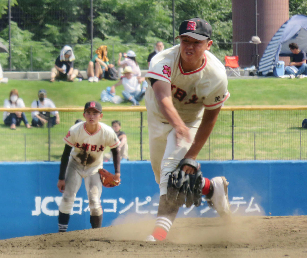 土浦日大対霞ケ浦　6回から救援して1人の走者も許さなかった土浦日大・山田