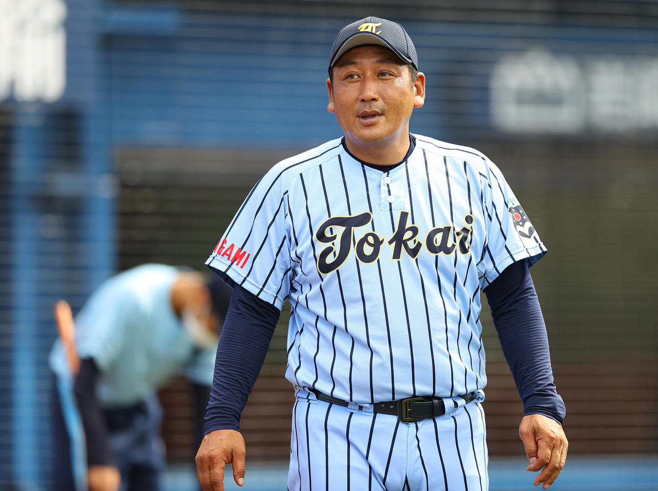 横浜創学館対東海大相模　横浜創学館に勝利し笑みを浮かべる東海大相模・原監督（撮影・垰建太）