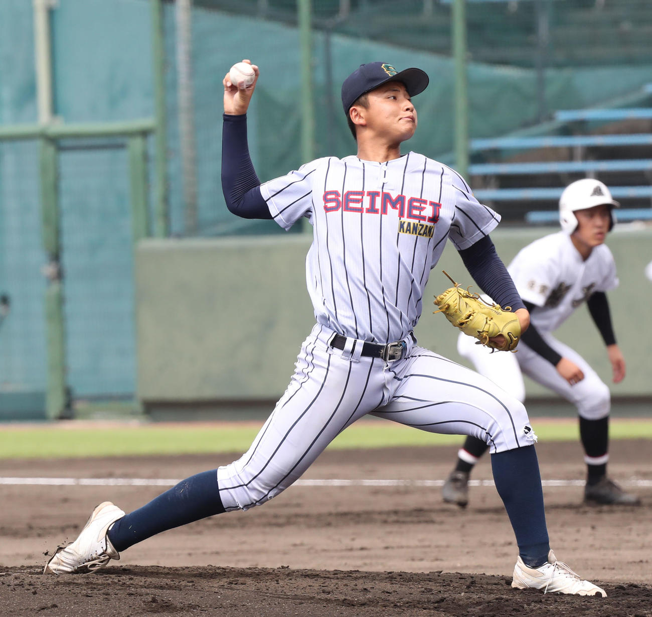 神埼清明対有田工　神埼清明先発の北原（撮影・屋方直哉）