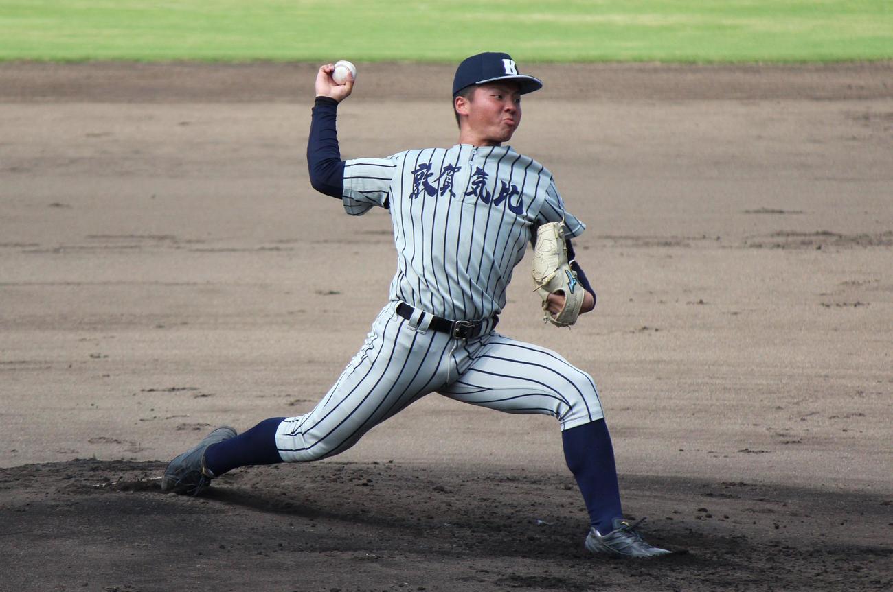 啓新対敦賀気比　好投で決勝進出に導いた敦賀気比・上加世田（撮影・柏原誠）