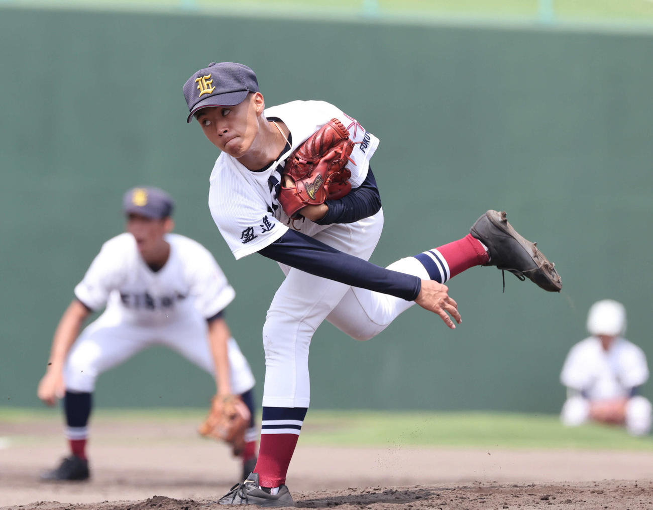 高校野球広島大会決勝　盈進対尾道　盈進先発の向井（撮影・加藤孝規）