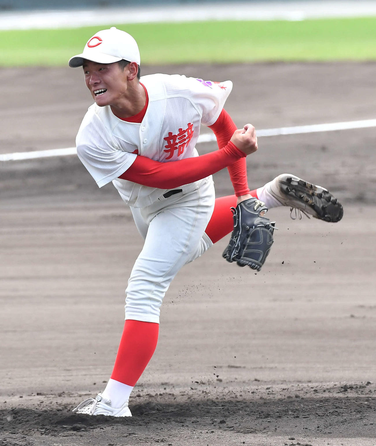 智弁和歌山対桐蔭　智弁和歌山先発の塩路（撮影・岩下翔太）